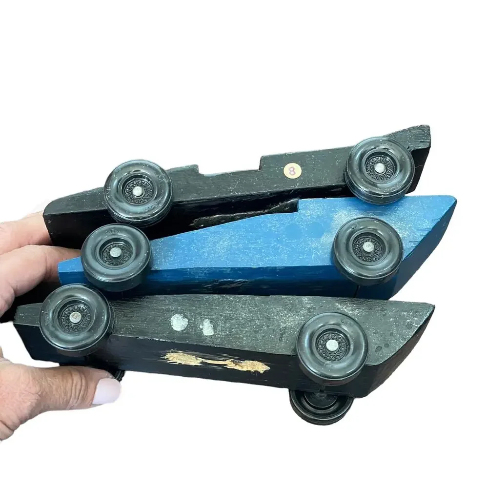 Pinewood Derby Car Lot of 3 Wooden Boy Scout Race Vintage Handmade Rustic Art